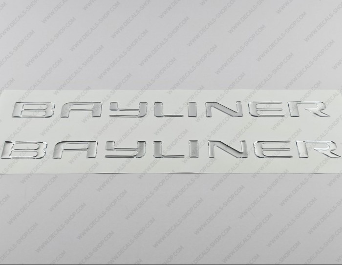 Bayliner Boat Logo Chrome Raised Domed 3D Decals 18" x 1.2" 2pcs.